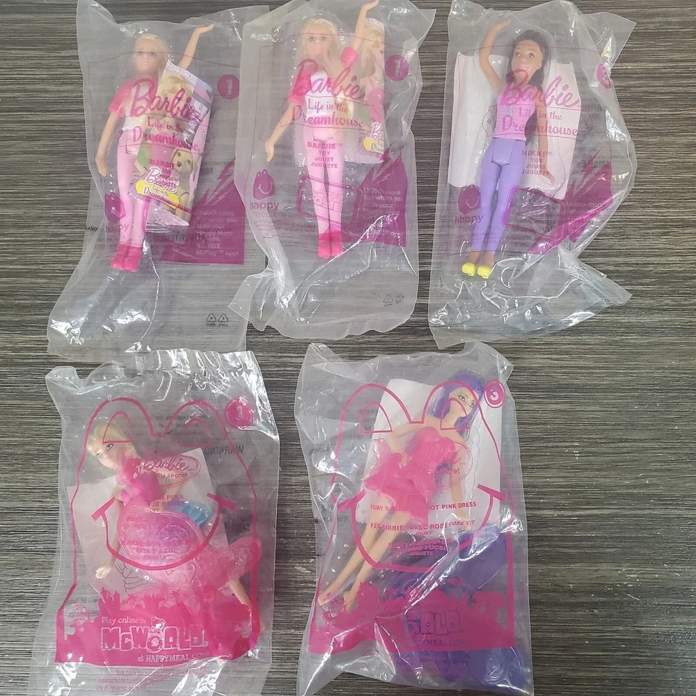 Lot Of 5 McDonald's Barbie Happy Meal Toys, SEALED- 3 Dreamhouse, 2 Fairy Secret